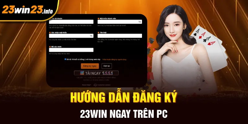 Hướng dẫn đăng ký 23win ngay trên PC